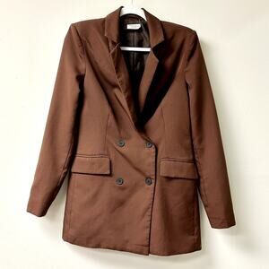 Showpo. Long Sleeve Double Breasted Blazer Chocolate Brown Women's Size US 4